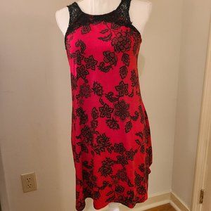 Apt 9 Silky Night Gown Lacy Red Black M Very Good